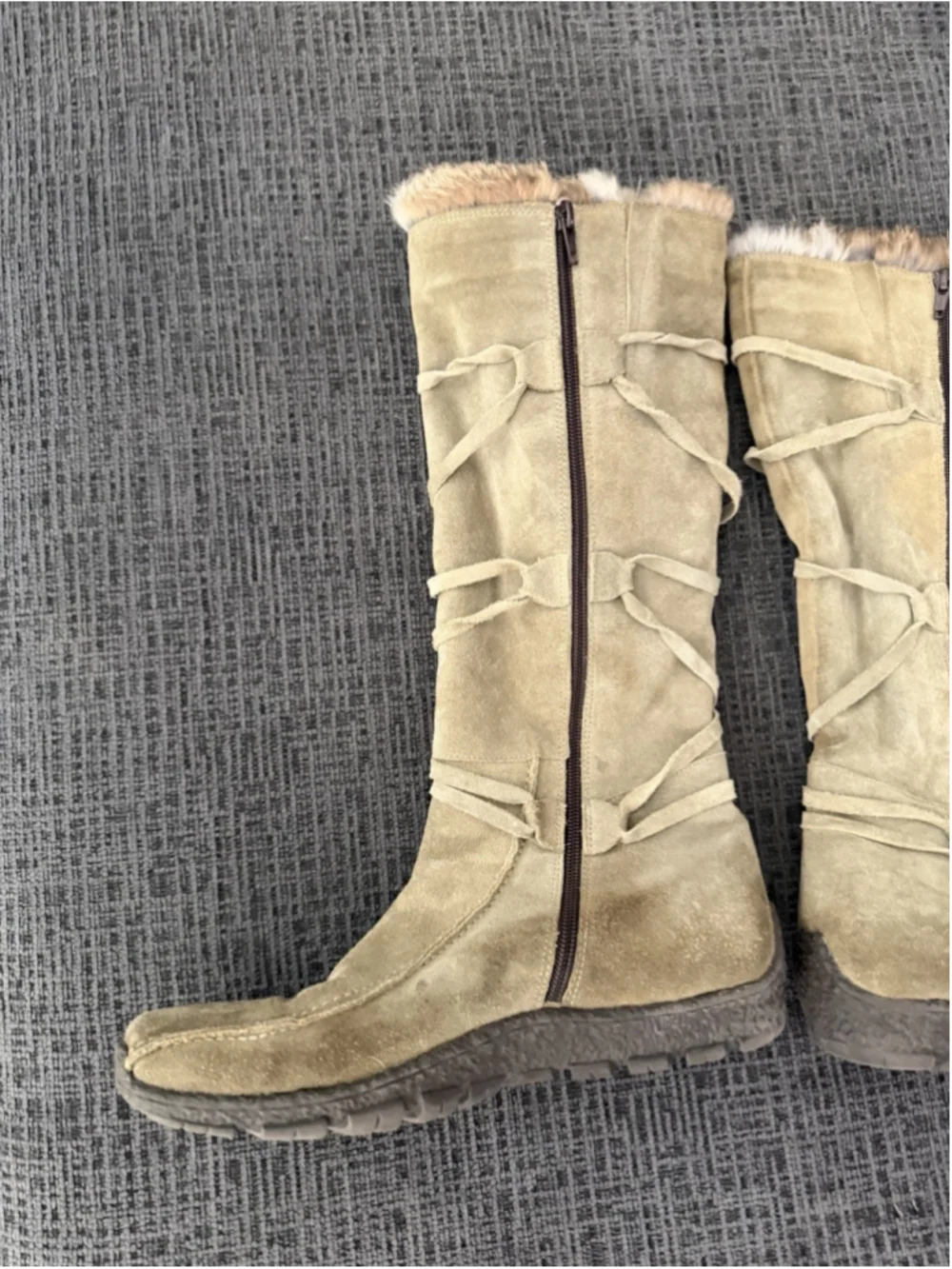 VINTAGE WOMEN’S ELLE FUR LINED SUEDE BOOTS GREEN SIZE 42 EU 11 US MEN’S 9 US